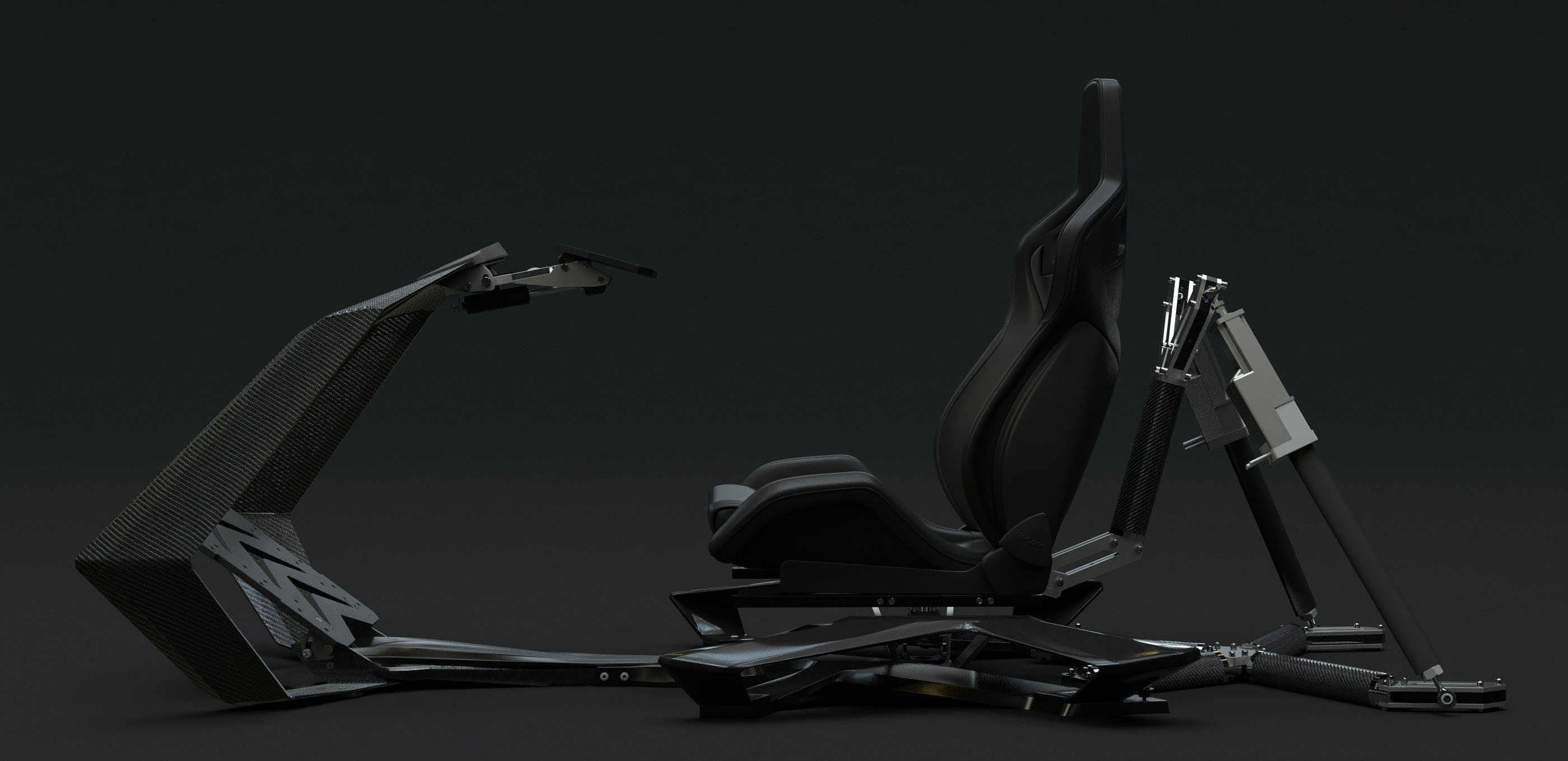 The GTSEAT P47 cockpit in low studio light
